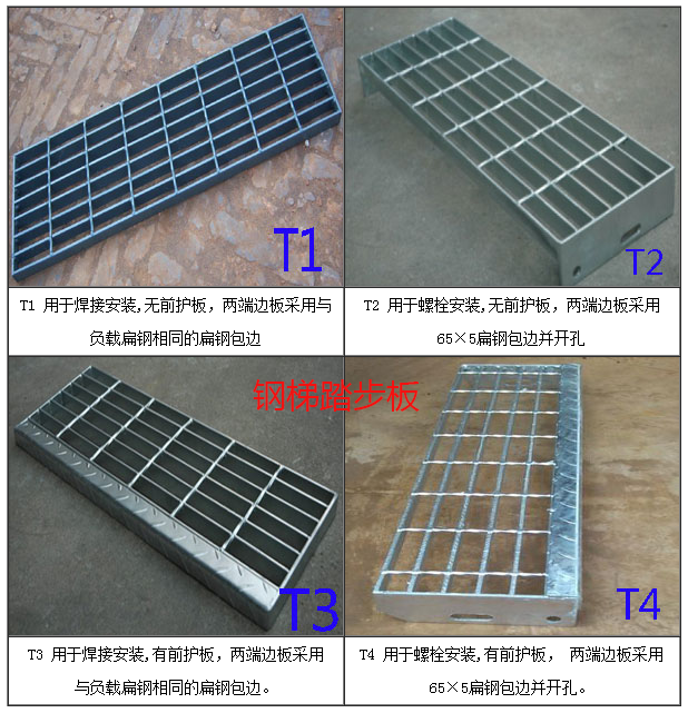t1、t2、t3和t4型钢格板产品参考图片
